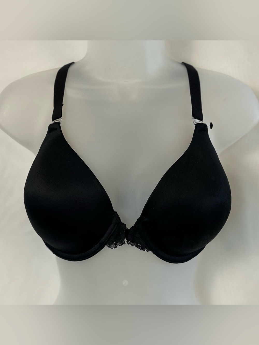 New Maidenform Black Lace Trim Front Close Underwire Push Up Bra 36D